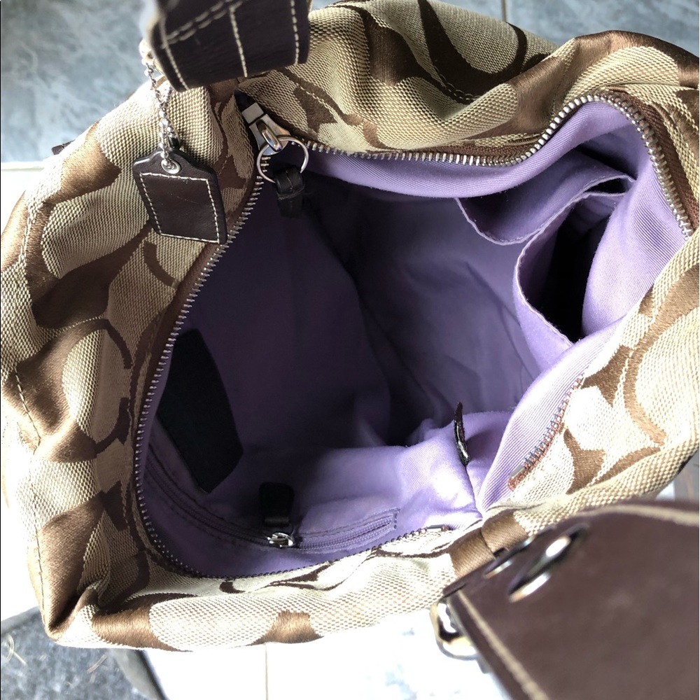 Coach signature brown shoulder hand bag - Picture 4 of 8